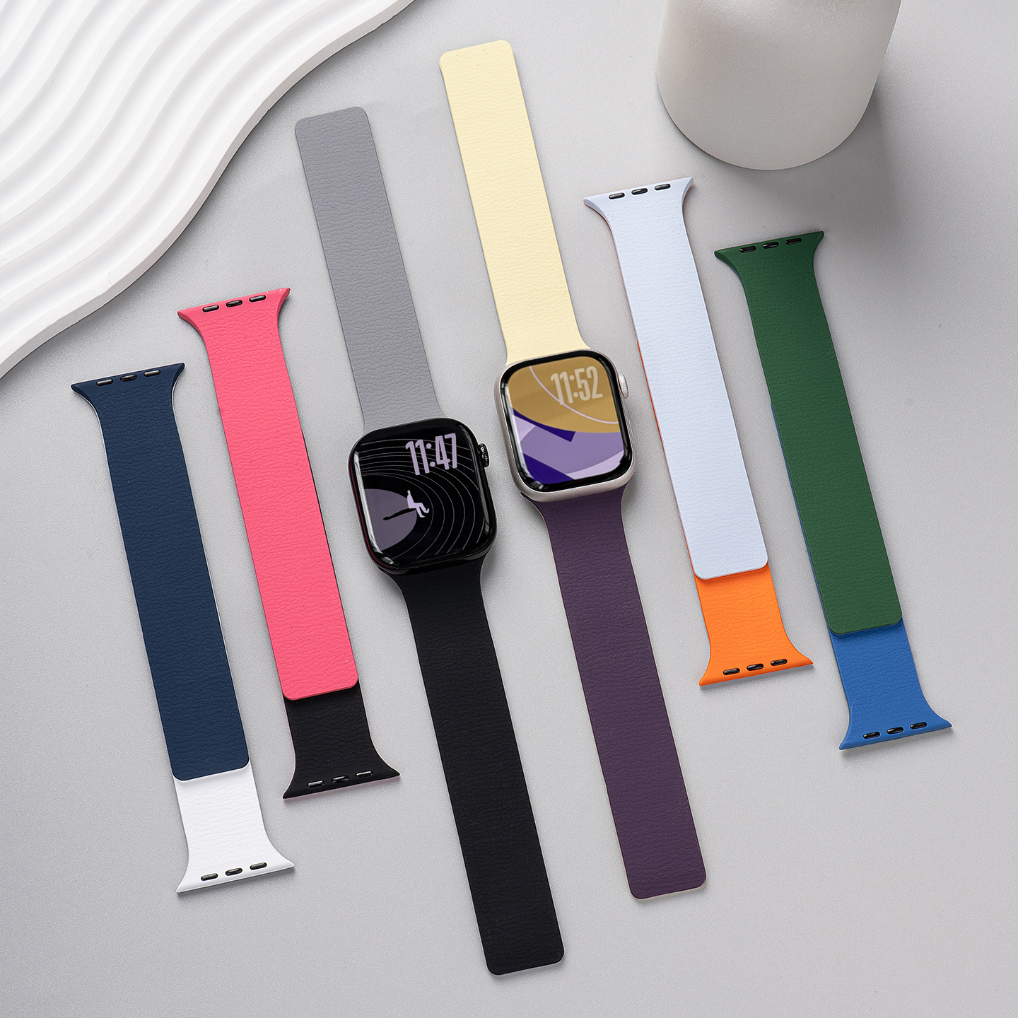 匠戴适用iwatch撞色磁吸硅胶表带