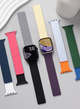 匠戴适用苹果S11手表iwatch10表带applewatch9磁吸SE3硅胶Ultra3男2智能S8女高级感7质感6女款运动秋冬腕表带