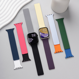 匠戴适用苹果S11手表iwatch10表带applewatch9磁吸SE3硅胶Ultra3男2智能S8女高级感7质感6女款 运动秋冬腕表带