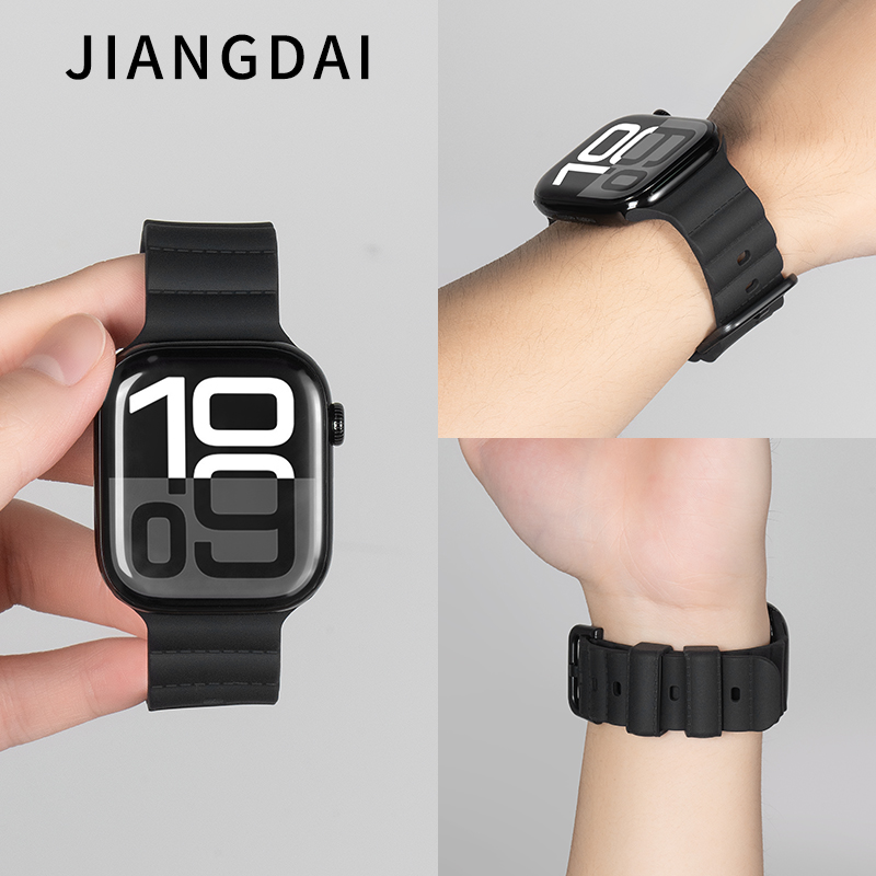 匠戴适用applewatch10苹果手表S9表带iwatch8液态硅胶s10创意透气7/6/5/4/3/se夏季清凉男女款高级运动新款