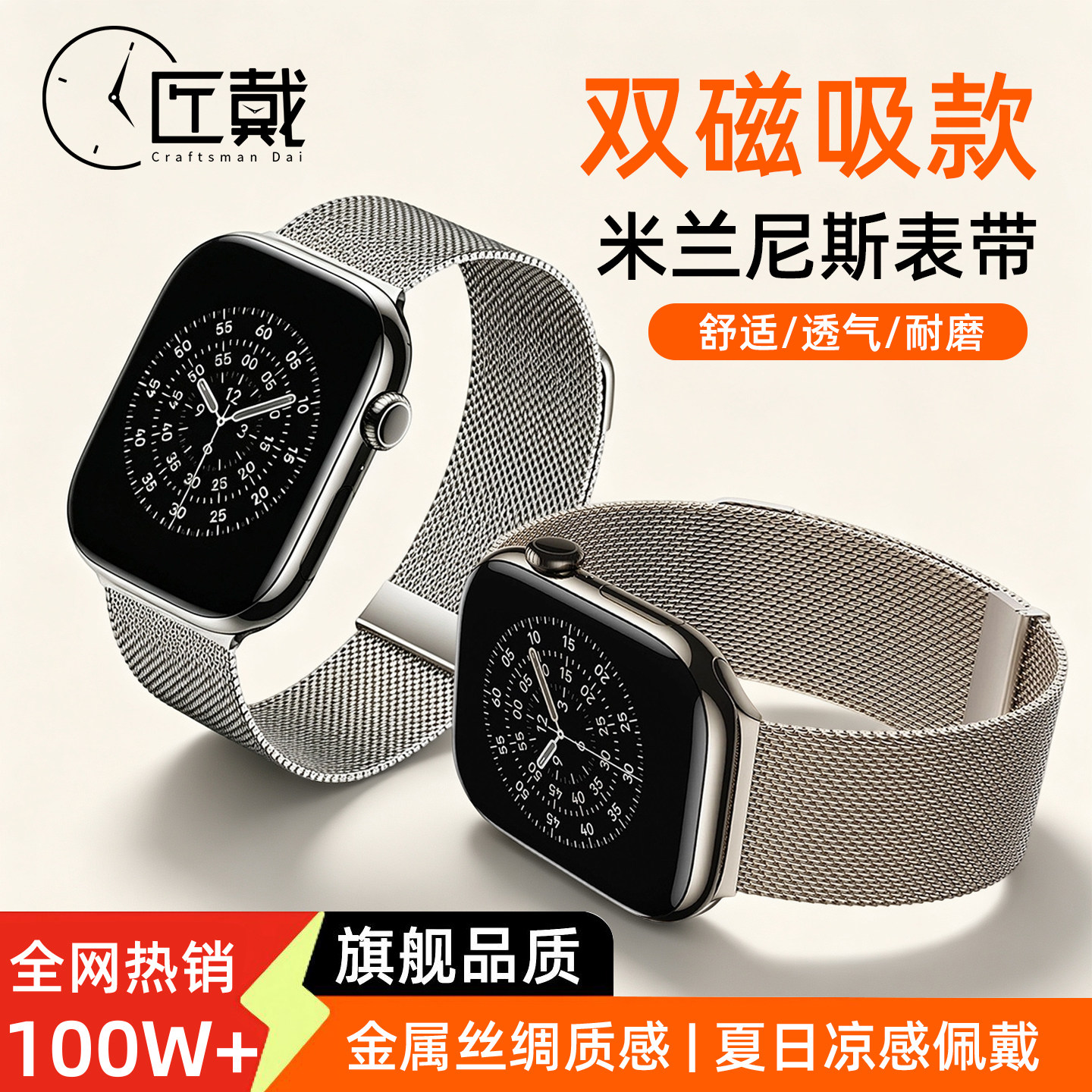 匠戴苹果手表金属表带米兰尼斯图片