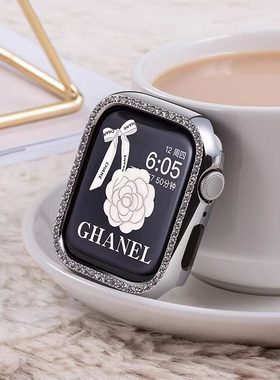 匠戴适用苹果S11保护壳s10镶钻applewatch9手表iwatch8新款KT猫7保护框SE3女款6表套5防摔边框镶钻半包壳女士
