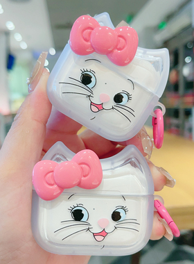 适用苹果airpodspro3保护套粉色蝴蝶结pro2耳机保护壳airpod4透明KT猫pro3无线蓝牙air4盒airpro3防摔Kitty猫