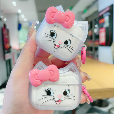 适用苹果透明KT猫耳机壳保护套