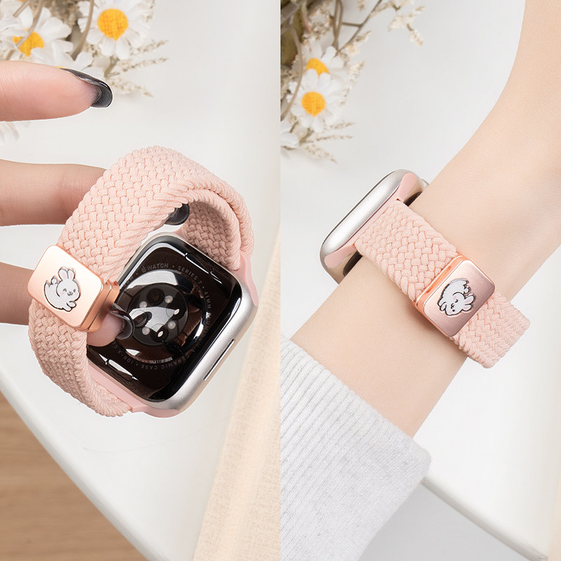 匠戴适用iwatch11表带苹果S10手表applewatch9夏天运动12细款编织尼龙腕带S8新款S7高级女生创意SE时尚ultra2