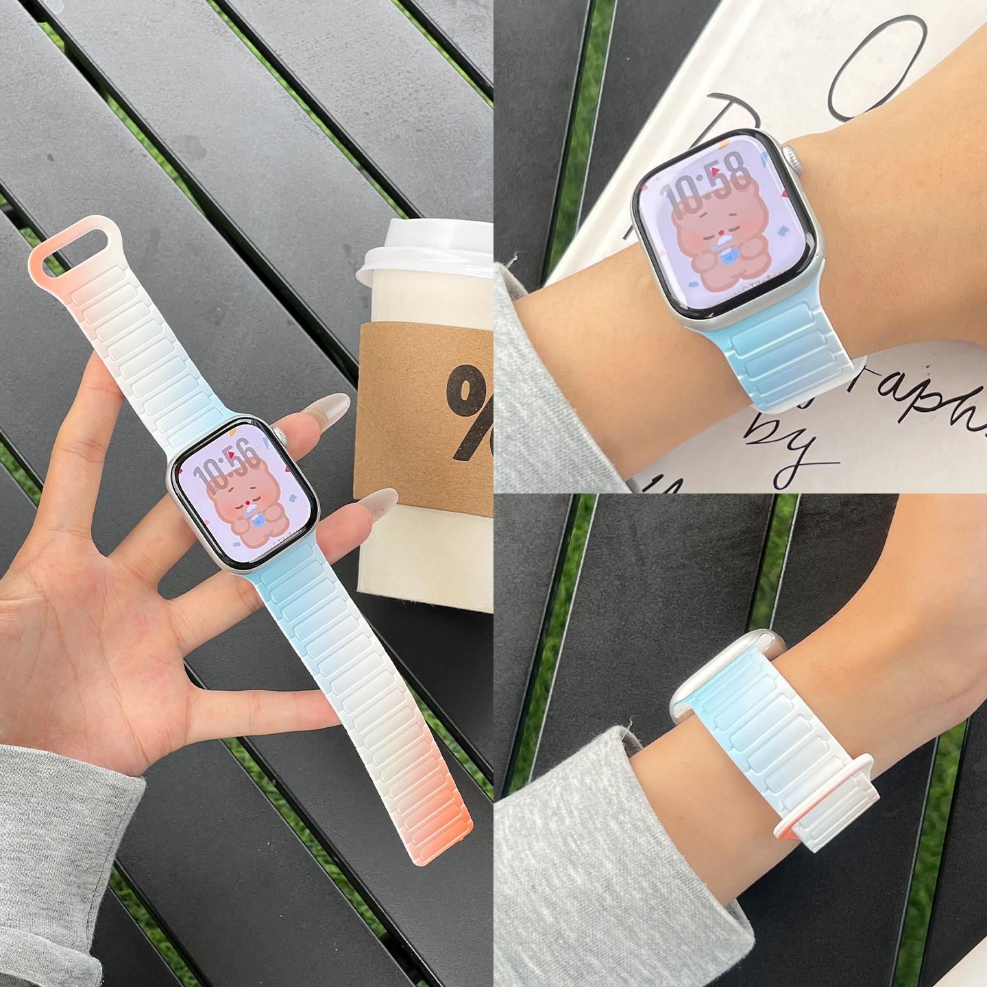 明星同款|匠戴适用苹果S10手表iwatch11表带applewatch9夏天新款渐变S8创意磁吸se3女款运动硅胶8高级智能7男