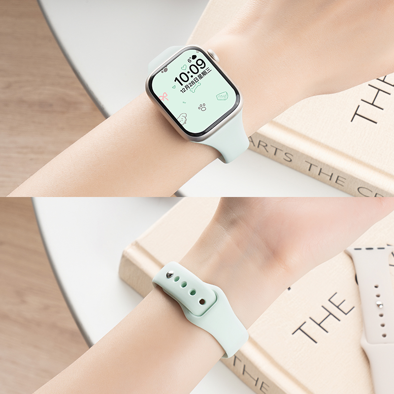 匠戴适用苹果S10手表iwatch10表带applewatch9淡薄荷高级S9细款小蛮腰硅胶S8夏天新款8创意UltraS7女运动腕带
