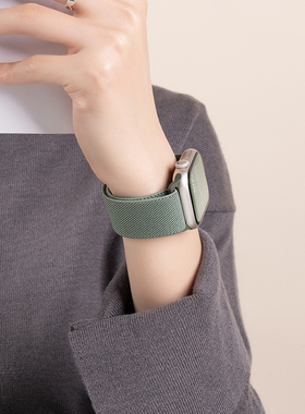 匠戴适用苹果S10手表iwatch11表带applewatch9平纹尼龙S9新款编织10夏天磁吸S8运动腕带S7高级女7智能se3创意