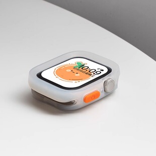 匠戴适用AppleWatchS9手表S11保护壳苹果iWatch9硅胶表壳9镂空半包s10表套10软壳S7防摔防刮SE保护套TPU边框