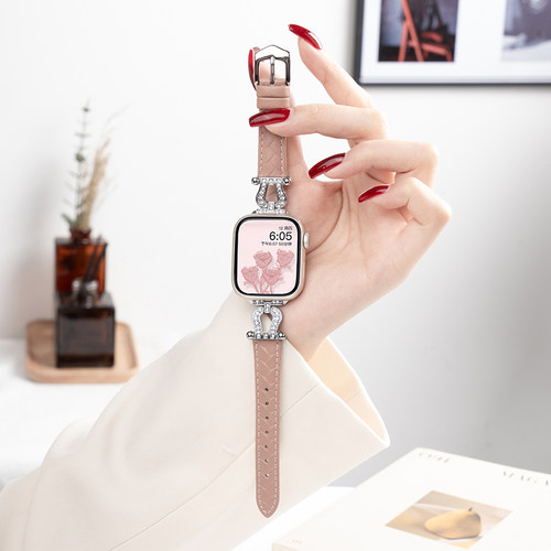 匠戴适用iwatch带钻牛皮表带