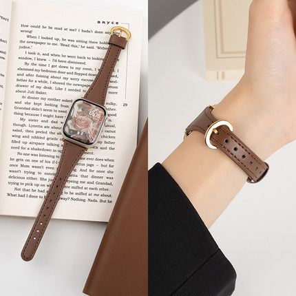 适用iwatch8表带S10苹果S9手表applewatch9真皮S8夏天小众S7高级SE女10代创意SE运动S6智能6新款ultra可爱