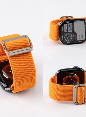 匠戴适用苹果S11手表S10applewatch编织9表带工装iWatch8透气7尼龙6男款ultra3高级SE3智能2运动弹力女款腕带