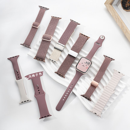 【乌梅子酱】适用苹果S9手表applewatch9表带iwatch8编织S10女款夏季运动S8硅胶10男S7磁吸SE尼龙7高级6创意