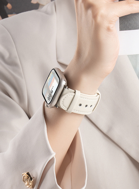 匠戴适用applewatch11表带苹果S9手表iwatch9圆尾真皮腕带S8女款S7新款夏天复古7智能SE高级运动时尚小众创意