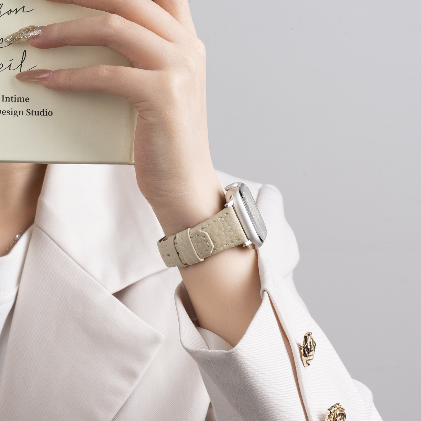 匠戴适用iwatch11表带苹果S11手表applewatch10荔枝纹S10真皮新款小蛮腰SE3时尚S9夏天11运动个性8男女生智能