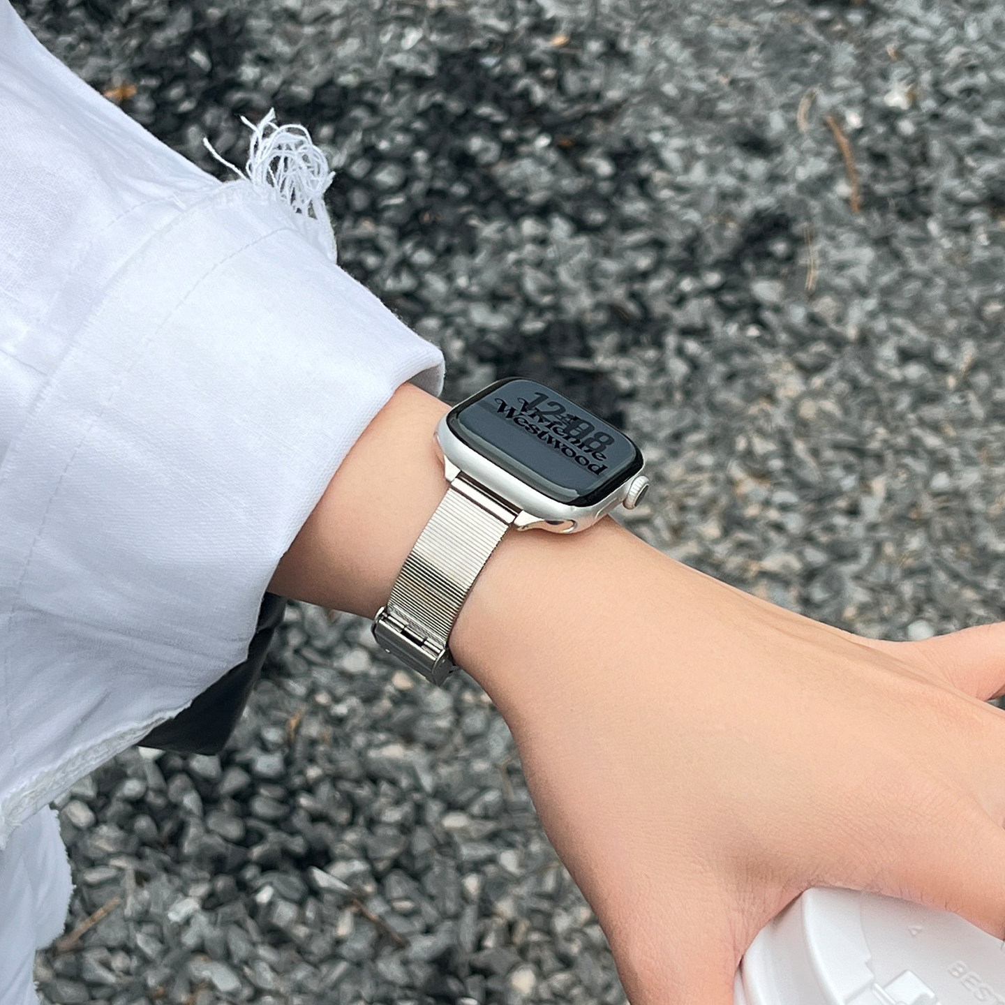 匠戴适用苹果S11手表iwatch11表带applewatch10细款小蛮腰腕带S10猫眼竹节s9夏女生8运动新款秋冬se3金属智能