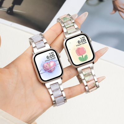 匠戴适用iwatch三珠树脂表带
