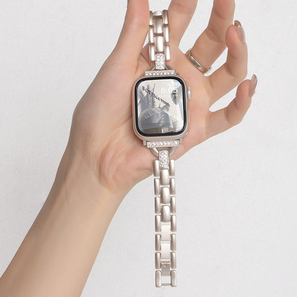 适用iwatch8苹果s9手表applewatch9金属S10表带s8高级感10女S7可爱S6夏5代新款创意SE小众个性钢带运动智能