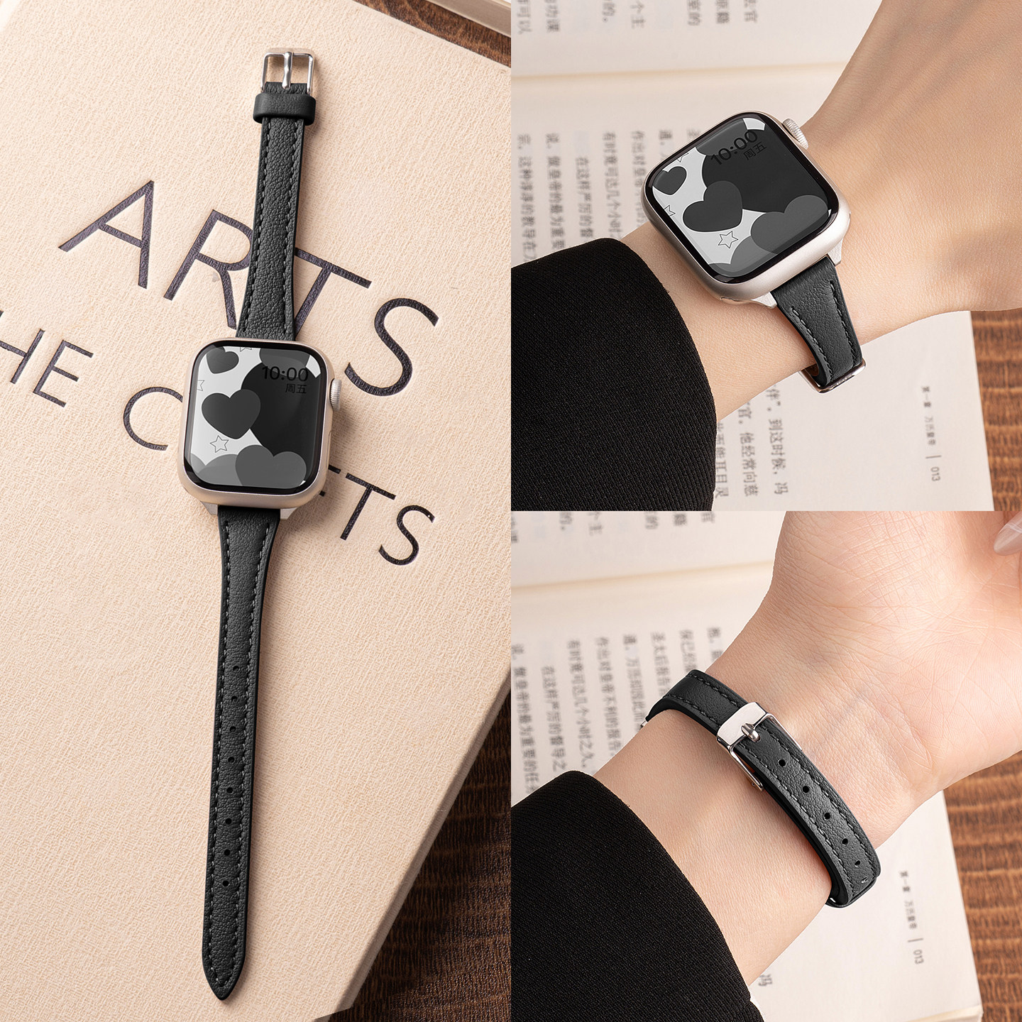 显手细匠戴适用苹果S11手表iwatch11表带applewatch10小蛮腰真皮S10新款黑色S9秋冬S8时尚se3男女生智能运动