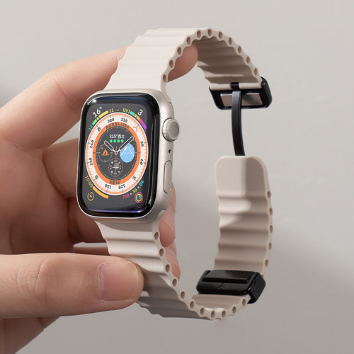 匠戴适用iWatch海洋硅胶磁吸表带