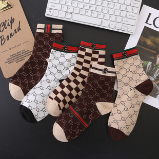 复古字母商务休闲百搭防臭袜 中筒纯色棉袜秋冬款 品质经典 袜子男士