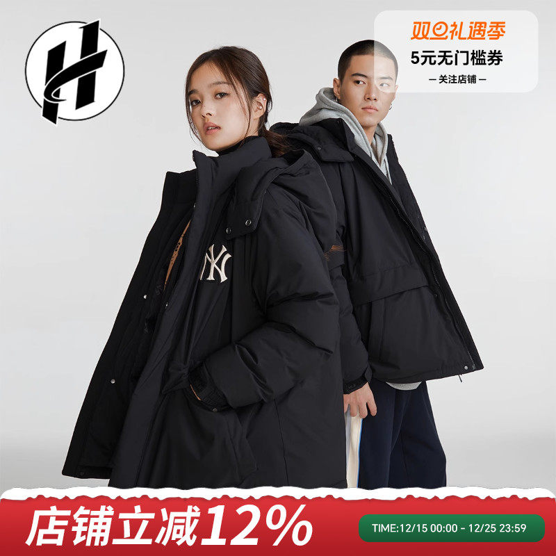 MLB波士顿红袜队羽绒服中长款运动外衣舒适连帽工装保暖外套羽绒