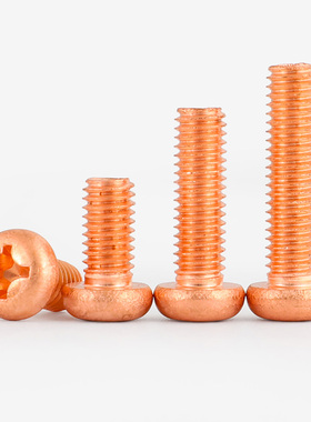 国标M3M4M5M6 T2紫铜铜十字槽盘头螺栓机牙螺钉圆头十字螺丝PM