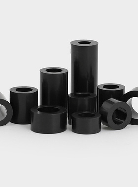 黑色尼龙隔离柱ABS直通垫柱套管圆体间隔垫圈M2M3M4M5M6M8M10-M12