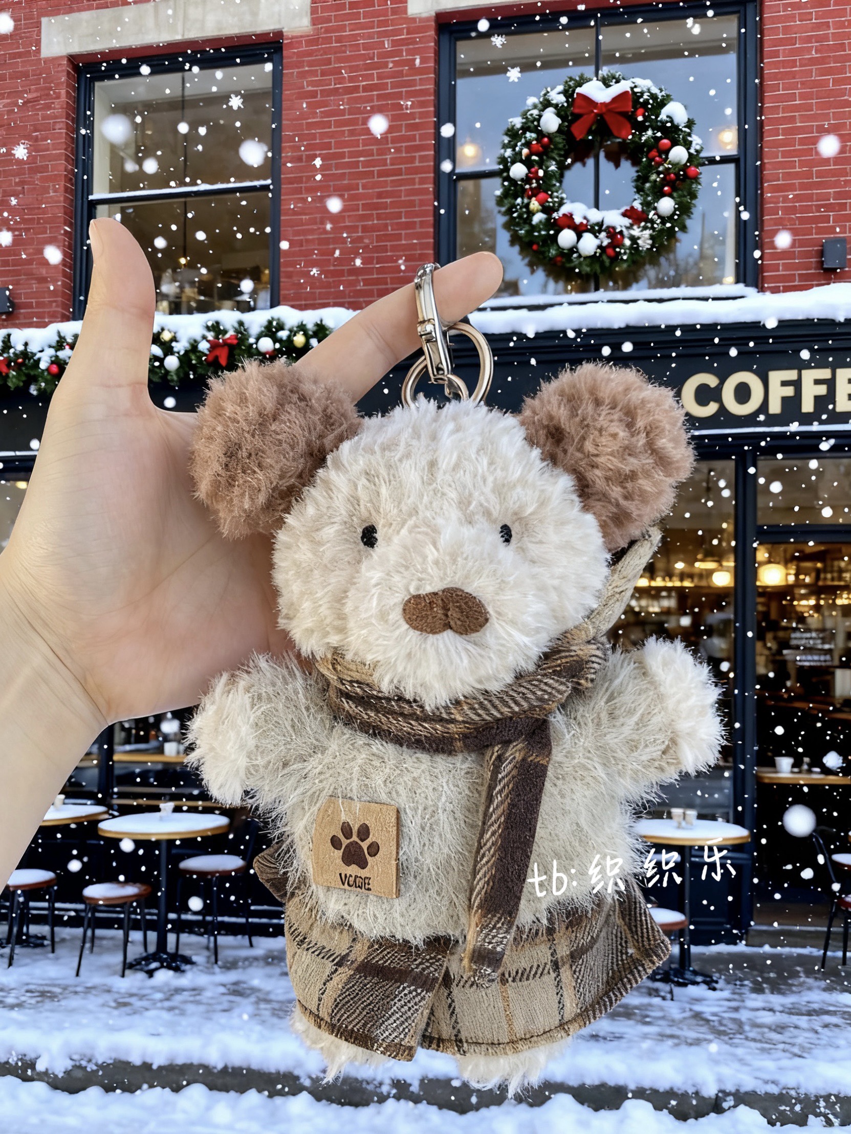 jellycat17cm钥匙扣小狗娃衣秋冬毛衣围巾帽子套装系列送朋友礼物