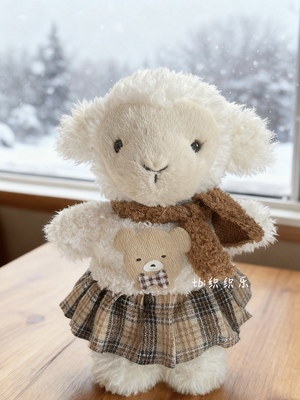 jellycat18cm小羊娃衣秋冬毛衣格子裙围巾little系列山羊玩偶可穿