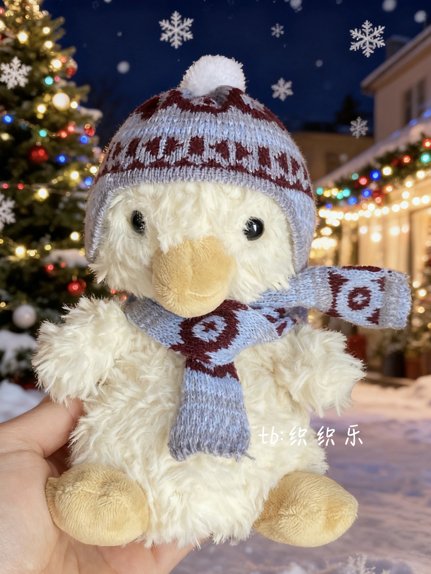 jellycat15cm甜美鸭娃衣冬季围巾帽子套装送朋友圣诞礼物可写贺卡