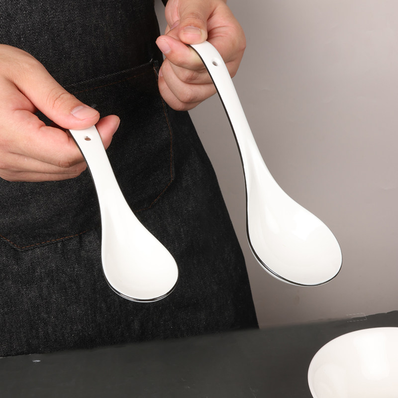 黑线家用陶瓷汤匙儿童吃饭勺
