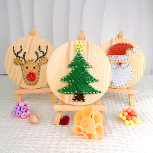 圣诞节钉子绕线画diy材料包团体活动亲子弦丝装饰画手工课易上手