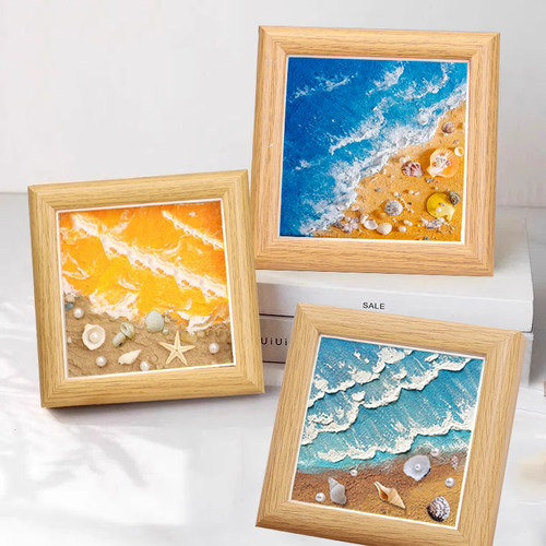 沙滩贝壳肌理画diy手工材料包