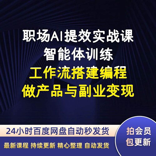 职场AI提效实战课智能体训练工作流搭建编程做产品与副业变现