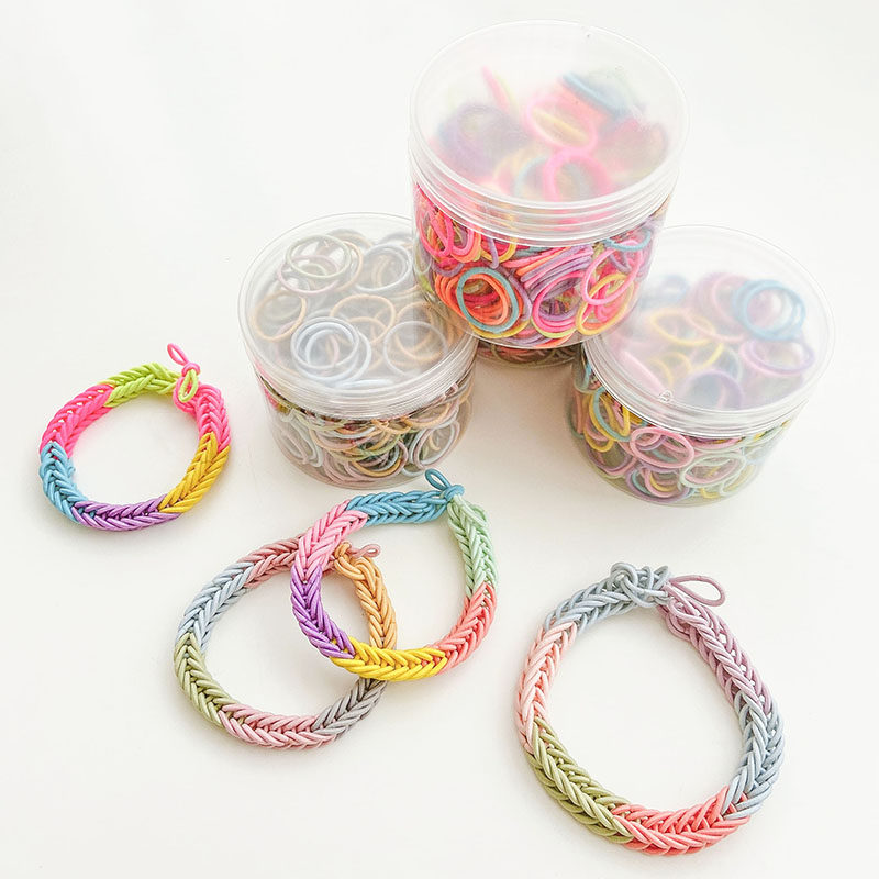 儿童彩色小皮筋diy编织磁吸手链彩虹手腕ins纯手工新品送礼物头绳