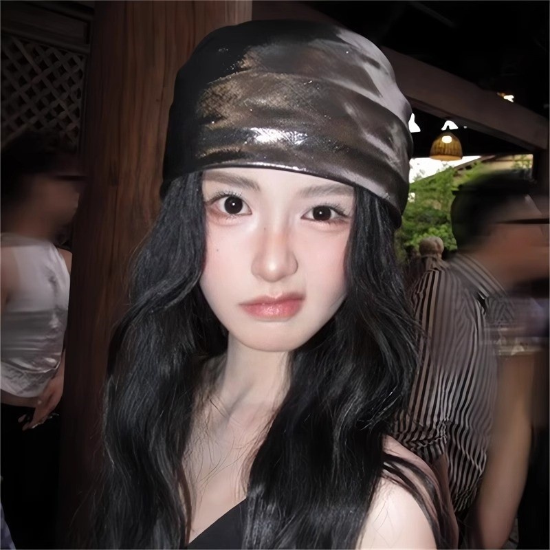 美式复古风银色包头头巾女千禧辣妹风四角方巾甜酷y2k丝巾配饰