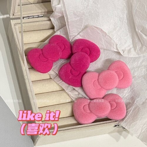 粉色kitty蝴蝶结发夹发卡女可爱夹子侧边夹刘海夹bb夹少女心发饰