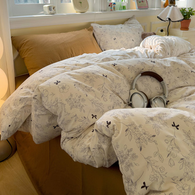 2025新款四件套超柔单双人床单床笠学生宿舍被套亲肤高克重简约