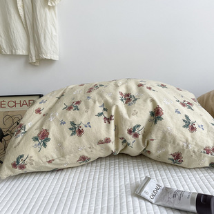 帕里特PaliTe新款 ins复古风小碎花纯棉枕套纯色全棉水洗棉枕头套