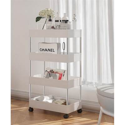 可移动便携置物架厨房落地收纳储物架多层带轮子浴室厕所塑料架子