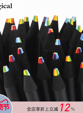 逻辑旗舰店logical 彩色4B铅笔进口彩虹荧光色彩一笔多色四色彩铅芯七色绘图绘画标记笔涂鸦笔仲林出品