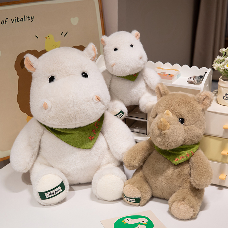 可爱河马毛绒玩具犀牛玩偶抱枕