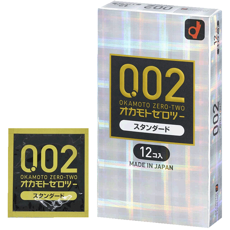 日本冈本OKAMOTO超薄002避孕套0.02非乳胶聚氨酯中大12只