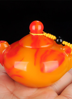 黄玉把把壶手把件黄龙玉茶壶把件