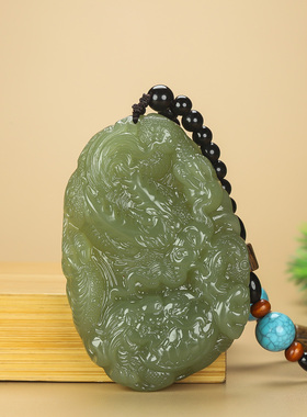 天然和田玉青龙手把件生肖龙把件游龙戏珠男女双面雕刻玉石手玩件