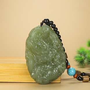 天然和田玉青龙手把件生肖龙把件游龙戏珠男女双面雕刻玉石手玩件