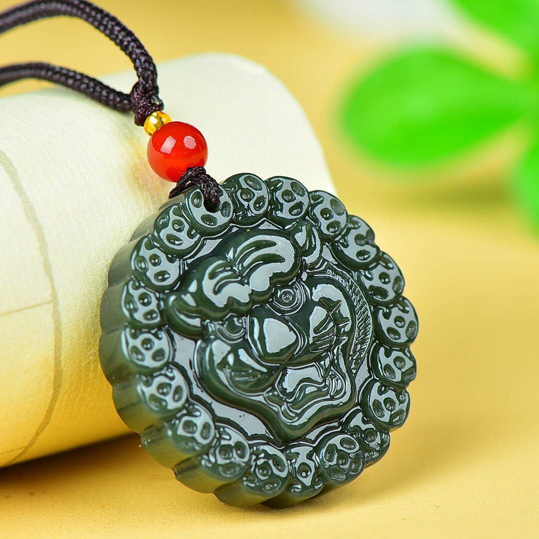 天然和田玉玉石吊坠青玉男女宝宝十二生肖玉佩本命年项链属虎玉坠