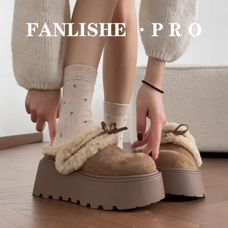 巨好穿勃肯鞋女款2025新款冬季加绒包头半拖鞋厚底增高鞋保暖棉鞋