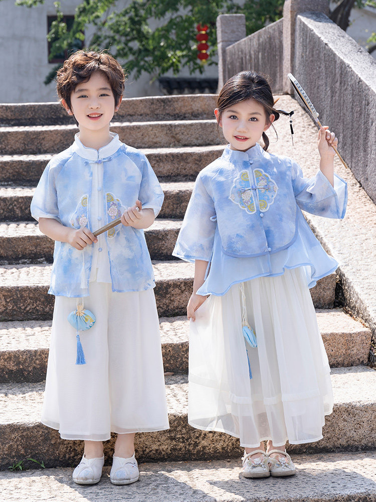 汉服套装中小学生新中式班服儿童唐装绝美舞蹈幼儿园古风合唱表演图片